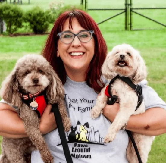 Lady with 2 Dogs